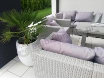 Aranżacja: Duży narożnik technorattanowy modułowy Ligurito XI Plus Off-WHITE + 2 fotele