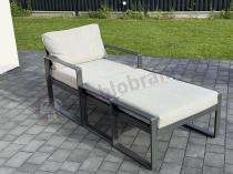 Aranżacja: Duży nowoczesny narożnik na taras z dwoma fotelami i pufami Panaon Corner XXL - Light Grey