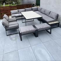 Aranżacja: Duży nowoczesny narożnik na taras z fotelami i pufami Panaon Corner XXL - GG
