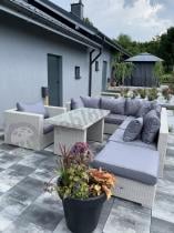 Aranżacja: Duży szary narożnik z technorattanu na taras Nilamito VIII Light Grey
