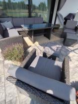 Aranżacja: Duży technorattanowy narożnik 250x190cm z fotelami Cofete Plus – Anthracite