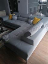 Aranżacja: Elegancka rogówka do salonu jasnoszara Eridano 275x202 cm Matt Velvet 85 prawy