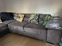Aranżacja: Elegancki brązowy narożnik tkanina welurowa Anton 275x202 cm lewy