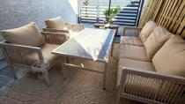 Aranżacja: Elegancki zestaw mebli ogrodowych z sofą 3 osobową i 2 fotelami - Safira Beige