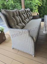 Aranżacja: Eleganckie meble technorattanowe dla 8 osób Fiorento - 2 sofy, 2 fotele i duży stół polywood - Beige