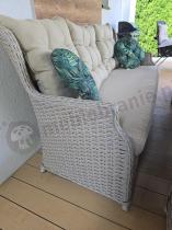Aranżacja: Eleganckie meble technorattanowe dla 8 osób Fiorento - 2 sofy, 2 fotele i duży stół polywood - Beige