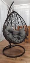 Aranżacja: Fotel wiszący kokon technorattanowy - DONDOLO Brown Elite/Grey
