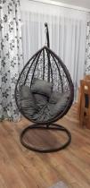 Aranżacja: Fotel wiszący kokon technorattanowy - DONDOLO Brown Elite/Grey