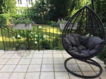 Aranżacja: Fotel wiszący kokon technorattanowy - DONDOLO Brown Elite/Grey