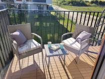 Aranżacja: Fotele i stolik na niewielki balkon Morrone Duo Grey & Ivory