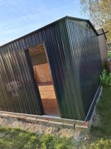 Aranżacja: Garaż blaszany wolnostojący z bocznym wejściem Egon 380x540 - Antracyt