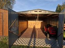 Aranżacja: Garaż blaszany wolnostojący z bocznym wejściem Egon 380x540 - Antracyt