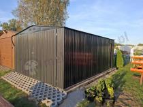 Aranżacja: Garaż blaszany wolnostojący z bocznym wejściem Egon 380x540 - Antracyt