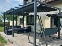 Aranżacja: Grafitowa pergola ogrodowa 3x6 stelaż aluminiowy Kirn
