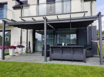 Aranżacja: Grafitowa pergola ogrodowa 3x6 stelaż aluminiowy Kirn