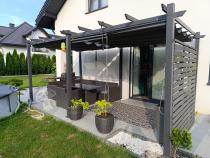 Aranżacja: Grafitowa pergola ogrodowa 3x6 stelaż aluminiowy Kirn