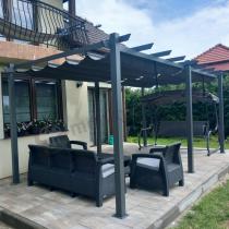 Aranżacja: Grafitowa pergola ogrodowa 3x6 stelaż aluminiowy Kirn