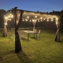 Aranżacja: Grafitowa pergola ogrodowa z zasłonami 4x4 Niro - Grey