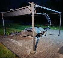 Aranżacja: Grafitowa pergola ogrodowa z zasłonami 4x4 Niro - Grey