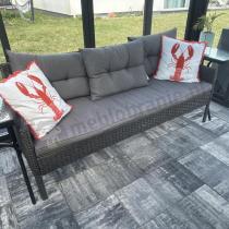Aranżacja: Grafitowa sofa trzyosobowa z technorattanu 166cm Perata – Anthracite