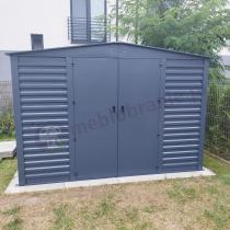 Aranżacja: Grafitowa szopa ogrodowa z grubszej blachy Dettel Plus 300x300x205cm - drzwi na zawiasach - Antracite A16