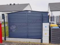 Aranżacja: Grafitowa szopa ogrodowa z grubszej blachy Dettel Plus 300x300x205cm - drzwi na zawiasach - Antracite A16