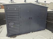 Aranżacja: Grafitowa szopa ogrodowa z grubszej blachy Dettel Plus 300x300x205cm - drzwi na zawiasach - Antracite A16