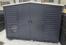 Aranżacja: Grafitowa szopa ogrodowa z grubszej blachy Dettel Plus 300x300x205cm - drzwi na zawiasach - Antracite A16