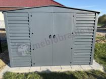 Aranżacja: Grafitowa szopa ogrodowa z grubszej blachy Dettel Plus 300x300x205cm - drzwi na zawiasach - Antracite A16