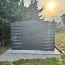Aranżacja: Grafitowa szopa ogrodowa z grubszej blachy Dettel Plus 300x300x205cm - drzwi na zawiasach - Antracite A16