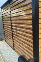 Aranżacja: Grafitowa szopa ogrodowa z grubszej blachy Dettel Plus 300x300x205cm - drzwi na zawiasach - Wooden