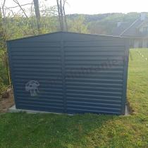 Aranżacja: Grafitowa szopa ogrodowa z grubszej blachy Dettel Plus 300x360x205cm - drzwi na zawiasach - Antracite A16