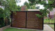 Aranżacja: Grafitowa szopa ogrodowa z grubszej blachy Dettel Plus 300x360x205cm - drzwi na zawiasach - Wooden