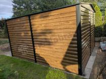 Aranżacja: Grafitowa szopa ogrodowa z grubszej blachy Dettel Plus 300x360x205cm - drzwi na zawiasach - Wooden