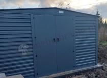 Aranżacja: Grafitowa szopa ogrodowa z grubszej blachy Dettel Plus 360x360x205cm - drzwi na zawiasach - Antracite A16