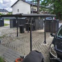 Aranżacja: Grafitowa wiata garażowa z poliwęglanowym dachem Benno 3x5m - Grey