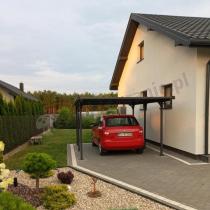 Aranżacja: Grafitowa wiata garażowa z poliwęglanowym dachem Benno 3x5m - Grey