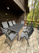 Aranżacja: Grafitowe meble aluminiowe - stół 180cm i składane krzesła - Kanbery Antracite 8+1