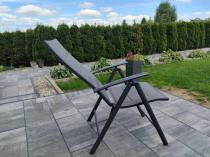 Aranżacja: Grafitowe meble aluminiowe - stół 180cm i składane krzesła - Kanbery Antracite 8+1