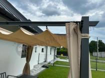 Aranżacja: Grafitowe meble do ogrodu dla 7 osób - sofa 175cm, 2 fotele i 2 pufy - Panaon Dining DG