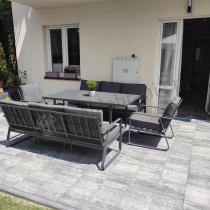 Aranżacja: Grafitowe meble metalowe na taras dla 8 osób z 2 sofami Ater Grande - Dark Grey