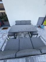 Aranżacja: Grafitowe meble metalowe na taras dla 8 osób z 2 sofami i 2 pufami Ater - Dark Grey