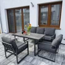 Aranżacja: Grafitowe meble na taras dla 5 osób ze stolikiem ze szklanym blatem- Panaon Dining Elite DG