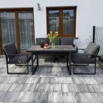 Aranżacja: Grafitowe meble na taras dla 5 osób ze stolikiem ze szklanym blatem- Panaon Dining Elite DG