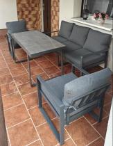 Aranżacja: Grafitowe meble na taras dla 5 osób ze stolikiem ze szklanym blatem- Panaon Dining Elite DG