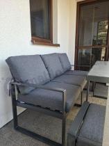 Aranżacja: Grafitowe meble na taras dla 7 osób ze stołem ze szklanym blatem - Panaon Elite Plus DG