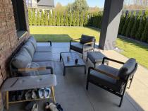 Aranżacja: Grafitowe meble na taras z sofą 215cm - premium Canta