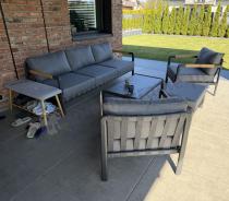 Aranżacja: Grafitowe meble na taras z sofą 215cm - premium Canta