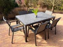 Aranżacja: Grafitowe meble ogrodowe z rozkładanym stołem 240 ze szklanym blatem + 8 krzeseł Marla