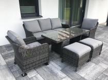 Aranżacja: Grafitowe meble technorattanowe z sofą 180cm i wysokim stołem Novici Dining
